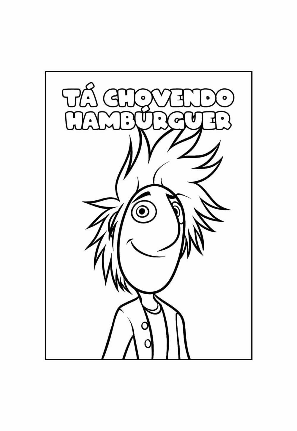 Desenho Educativo de Tá Chovendo Hambúrguer para colorir