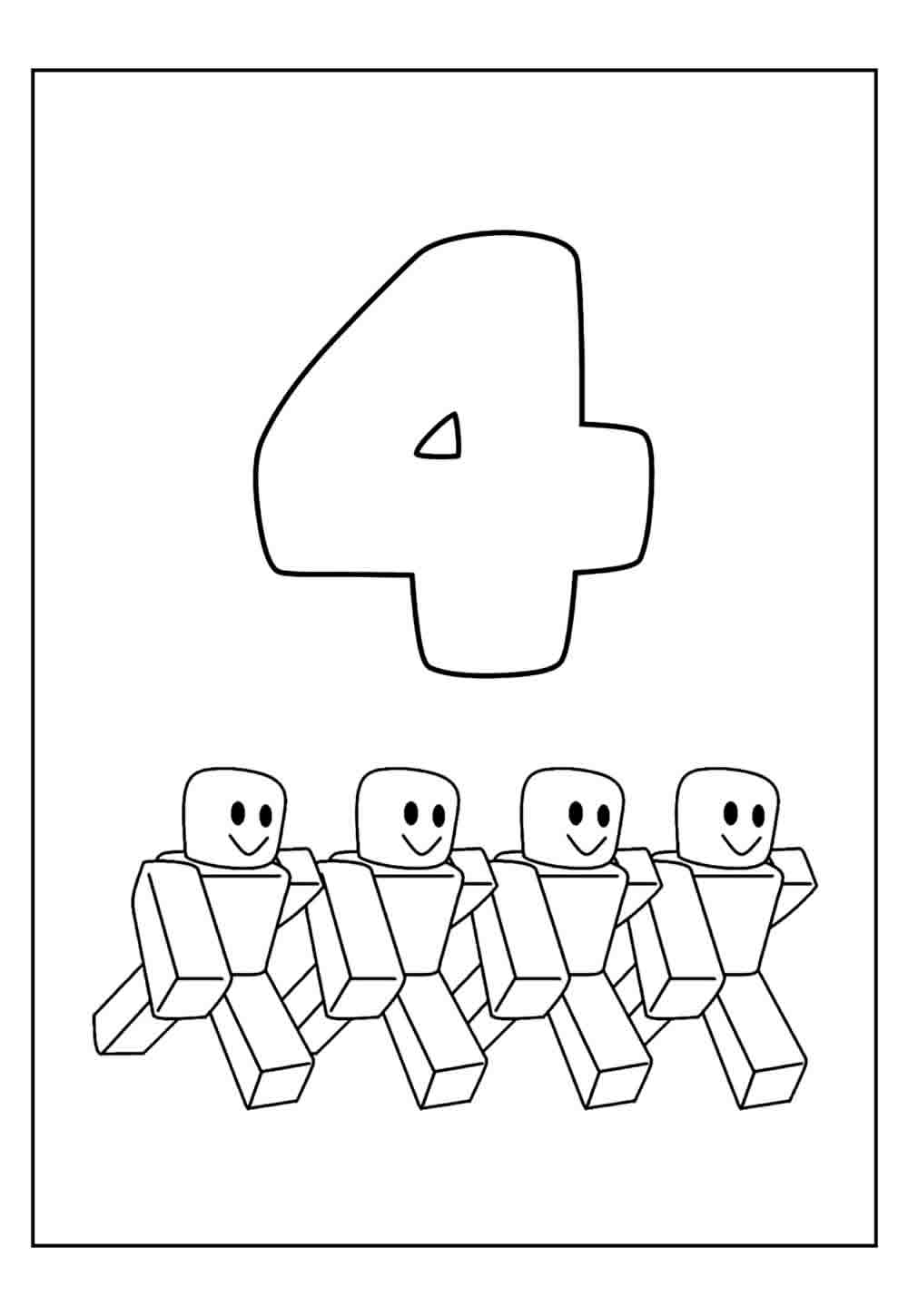 Desenho Educativo do Número 4 para colorir
