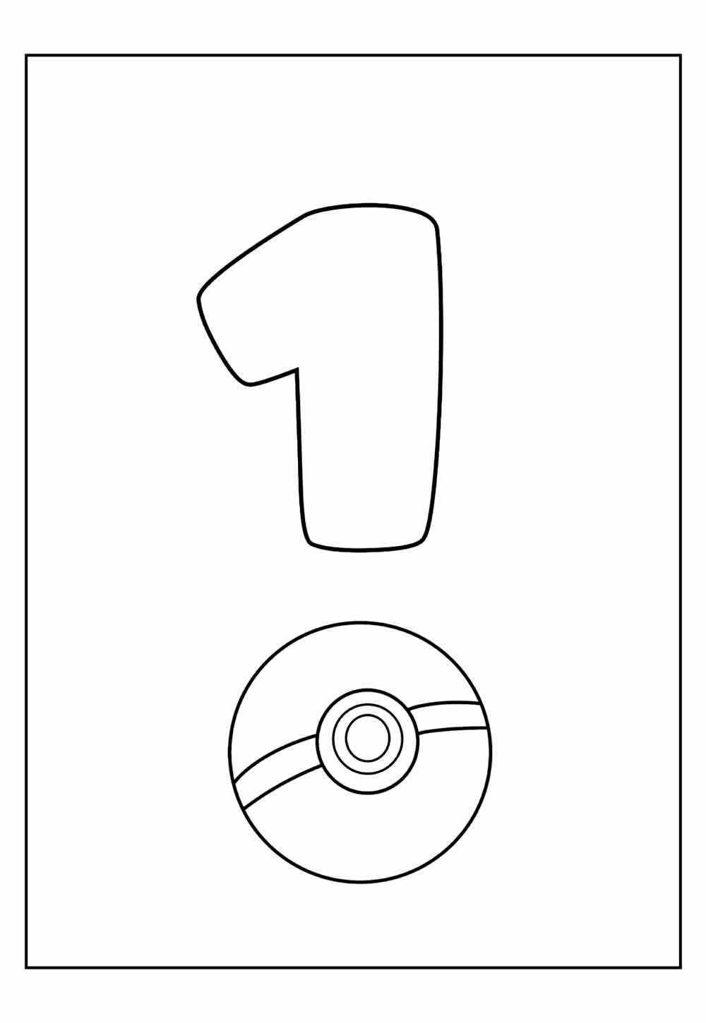 Desenho do Número 1 - Pokebola - Pokémon