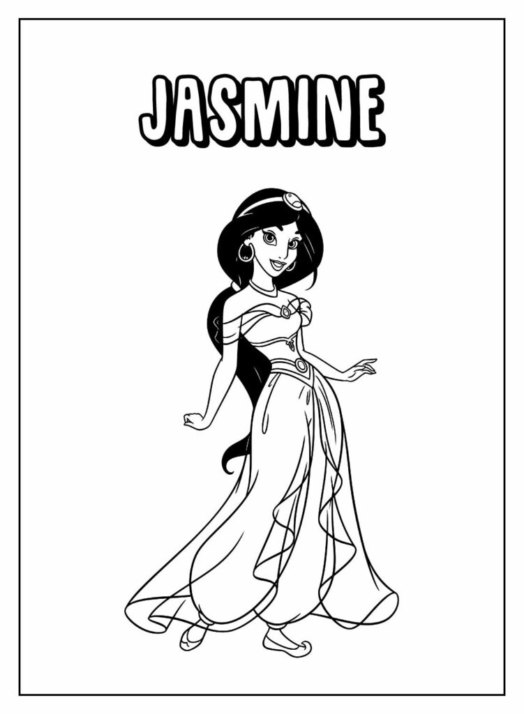 Desenhos Educativos da Jasmine para colorir