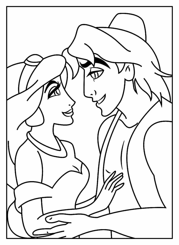Modelo da Jasmine e Aladdin para pintar