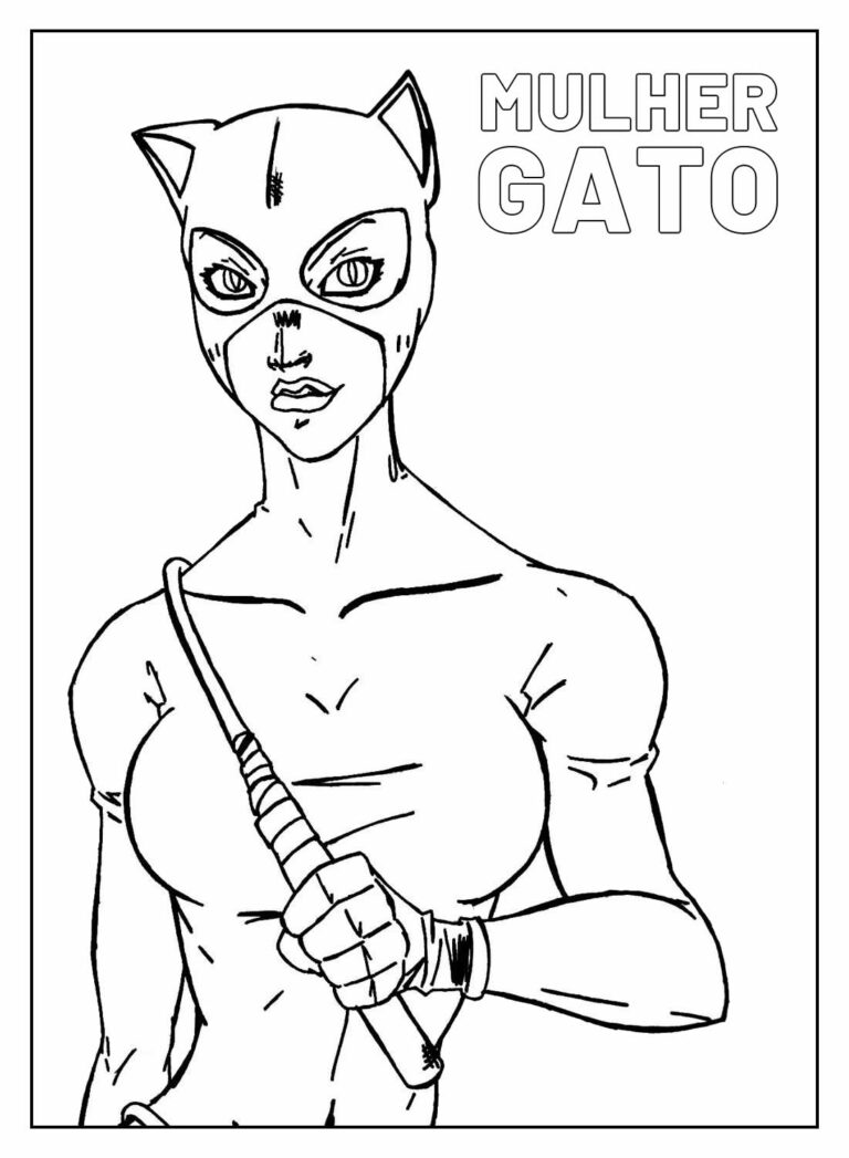 Desenhos da Mulher-Gato para colorir - Bora Colorir