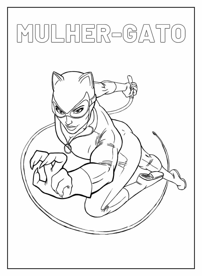 Desenhos da Mulher-Gato para colorir - Bora Colorir
