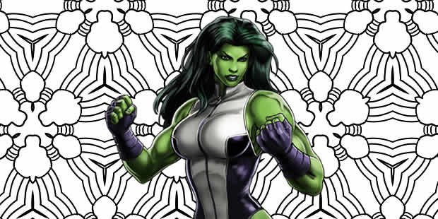 Desenhos da Mulher-Hulk para pintar