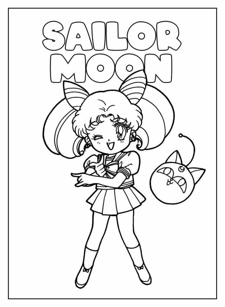 Desenho Kawaii Educativo - Sailor Moon para pintar