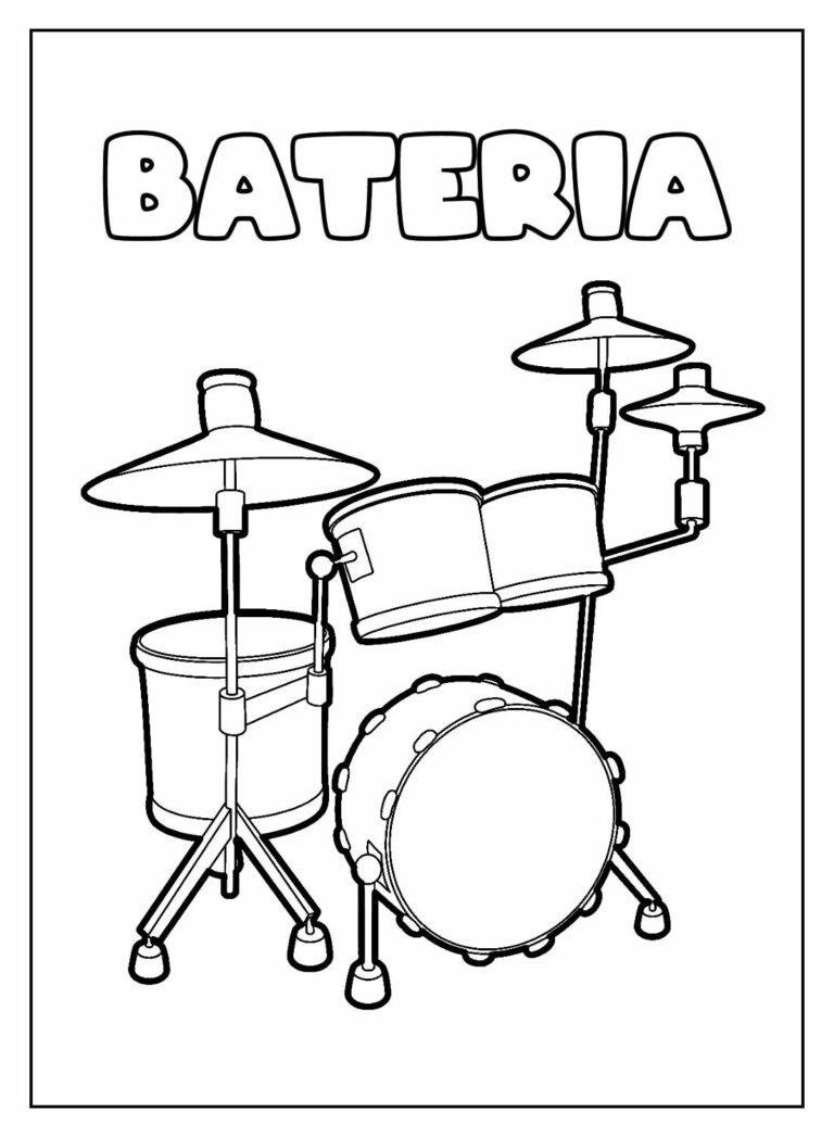 Desenhos de Bateria para colorir - Bora Colorir