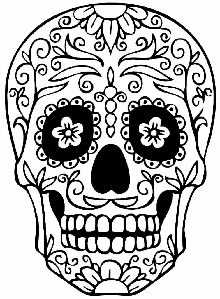 Desenho de Caveira Mexicana para colorir