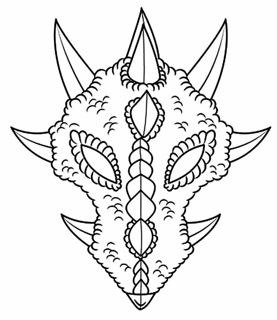 Máscara de Dragão para imprimir e colorir