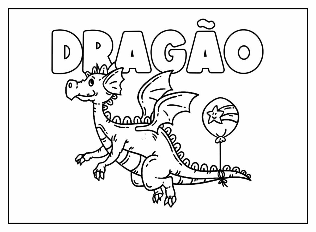 Desenho Educativo de Dragão para pintar