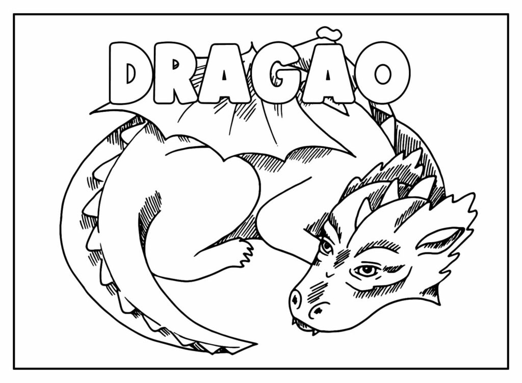 Desenho de Dragão Educativo para colorir