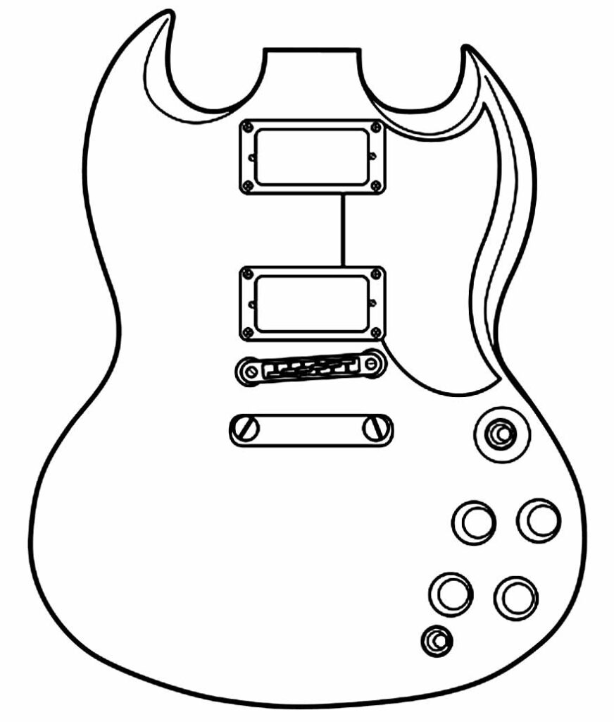 Guitarra para colorir de forma simples