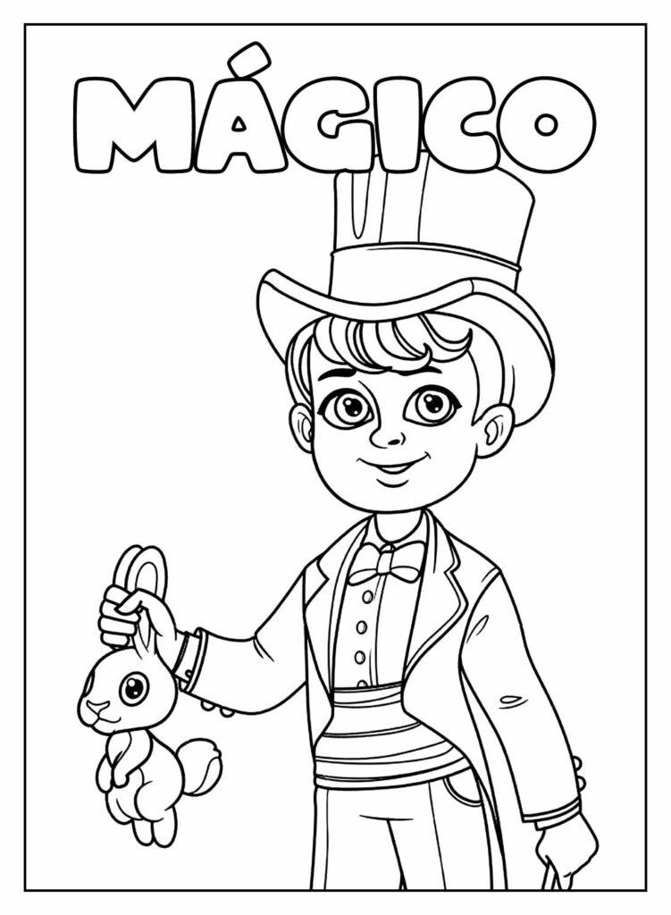 Desenho Educativo de Mágico para colorir