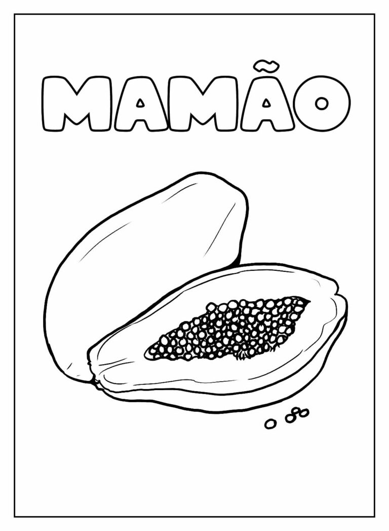Desenhos de Mamão para colorir - Bora Colorir
