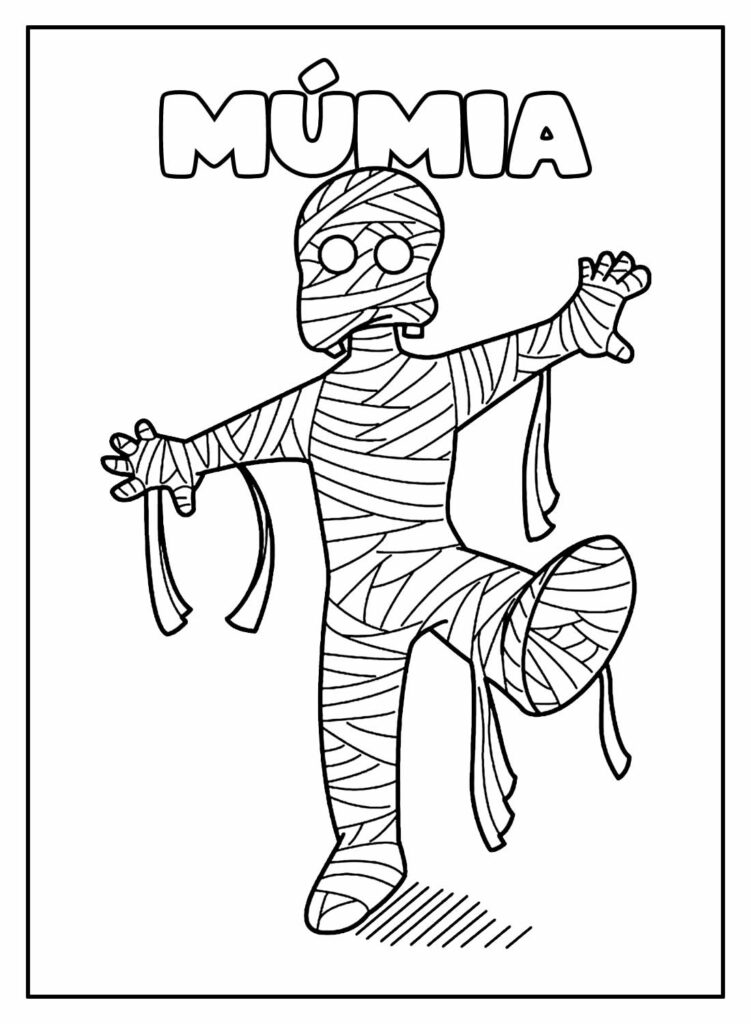 Desenho Educativo de Múmia para colorir