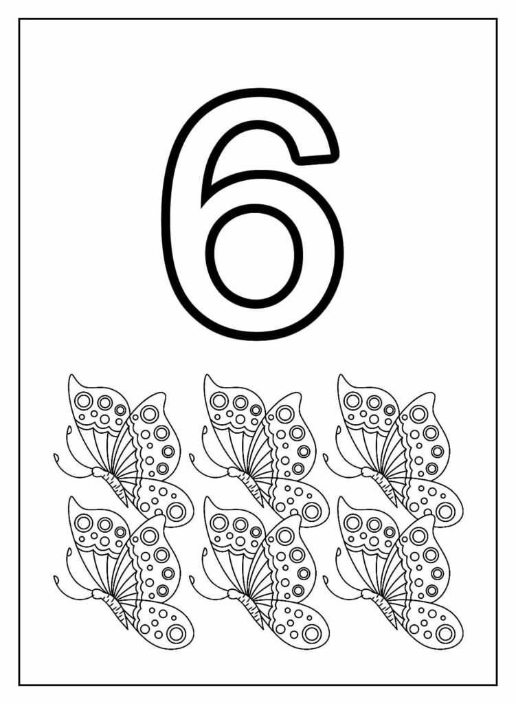 Desenho Educativo de Números - 6 - Seis