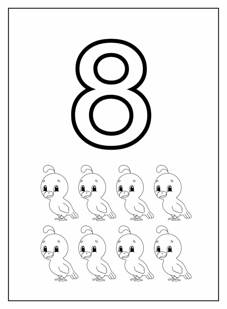 Desenho Educativo de Números - 8 - Oito