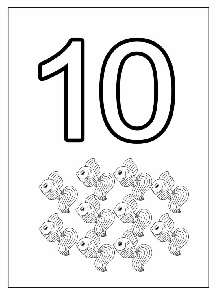 Desenho Educativo de Números - 10 - Dez