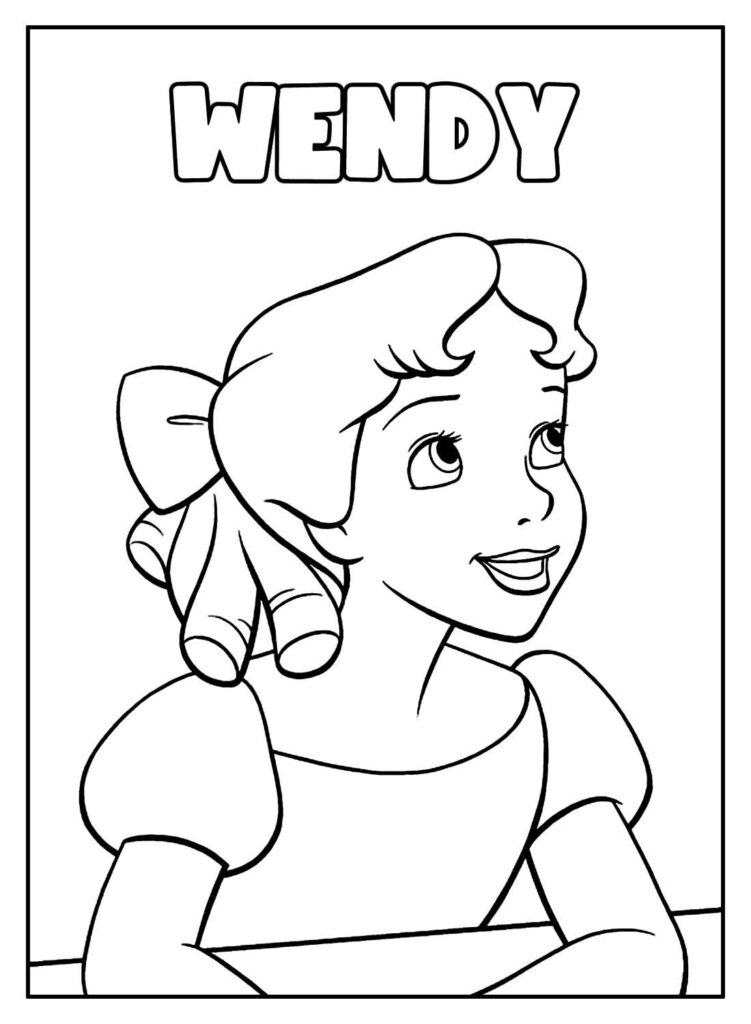 Desenho Educativo Wendy para colorir - Peter Pan