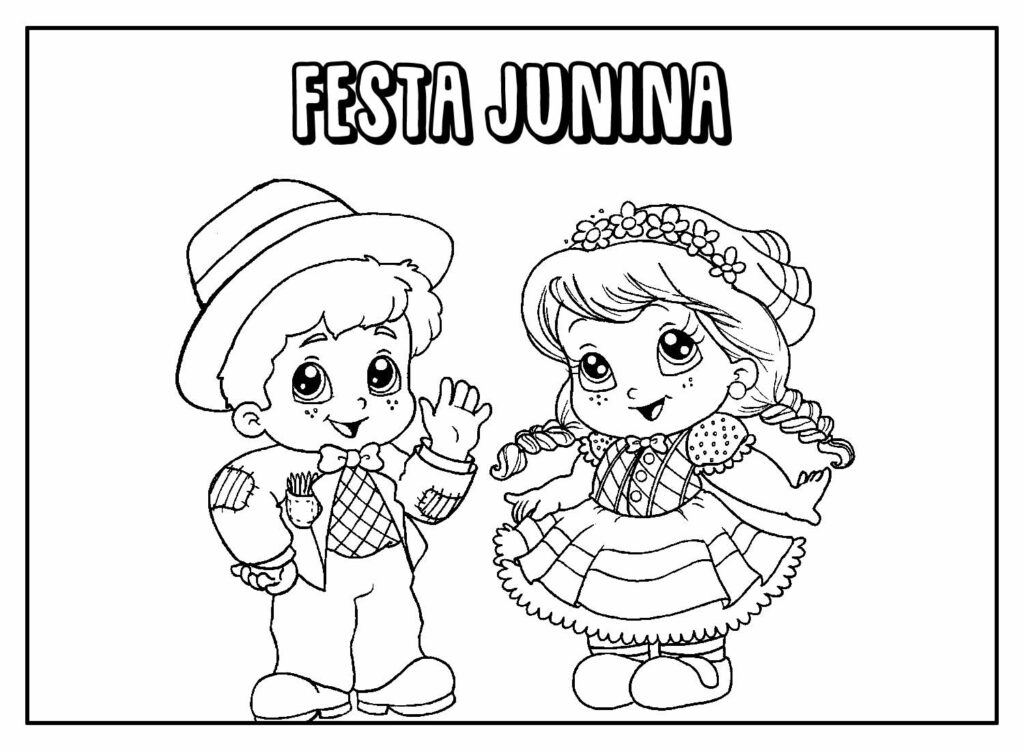 São João e Festa Junina - Desenho Educativo para colorir