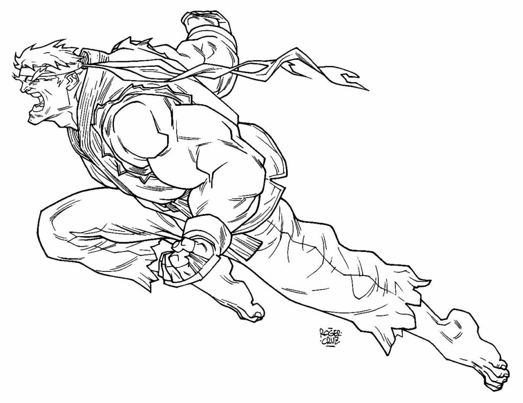 Desenho Ryu para pintar