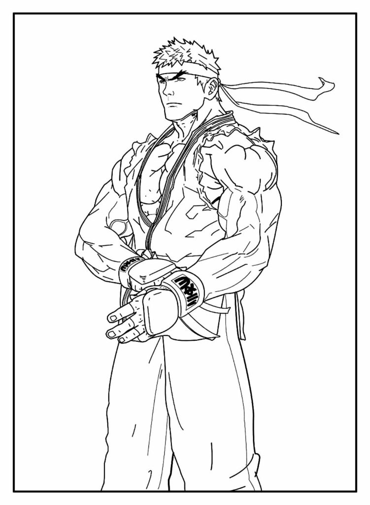Desenho de Ryu para pintar