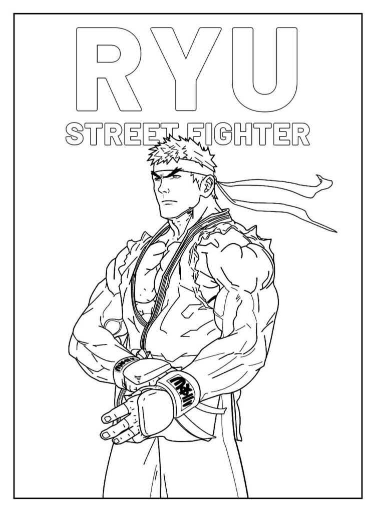 Desenhos Educativos de Street Fighter para colorir - Ryu