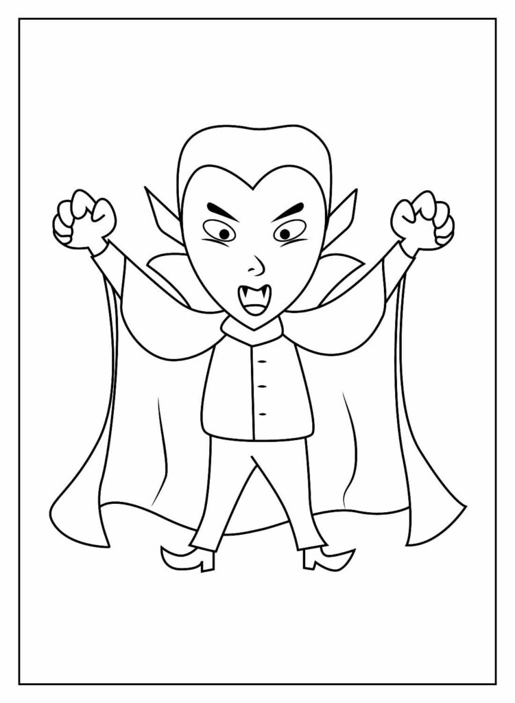 Desenho para colorir de vampiro no caix · Creative Fabrica