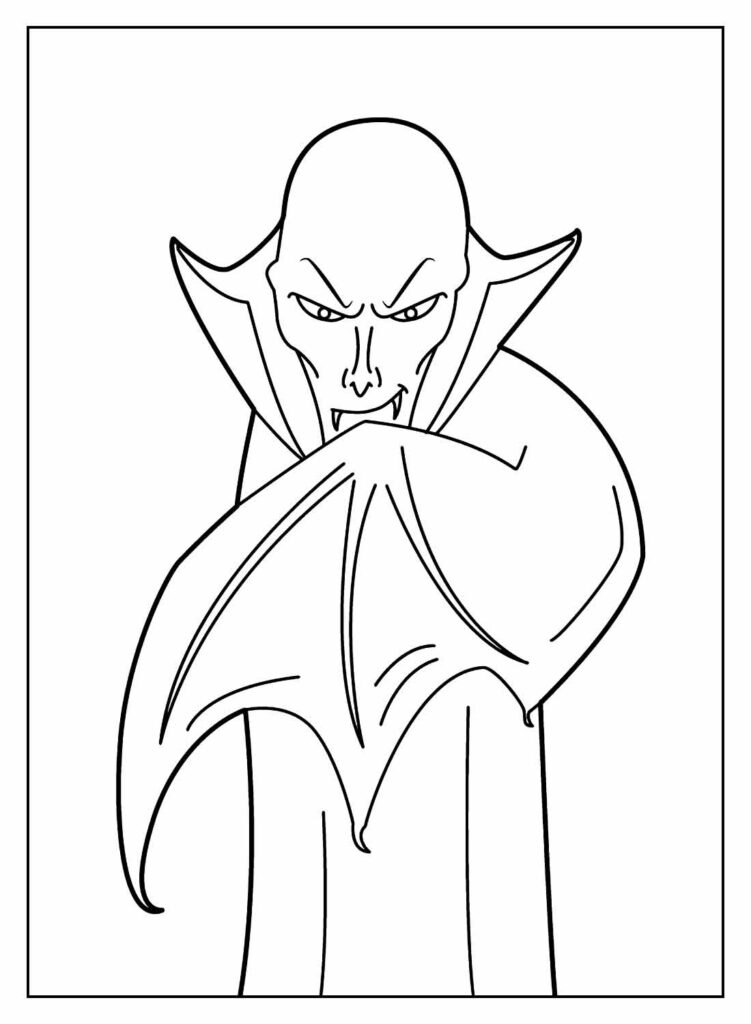 Desenho para colorir de vampiro no caix · Creative Fabrica