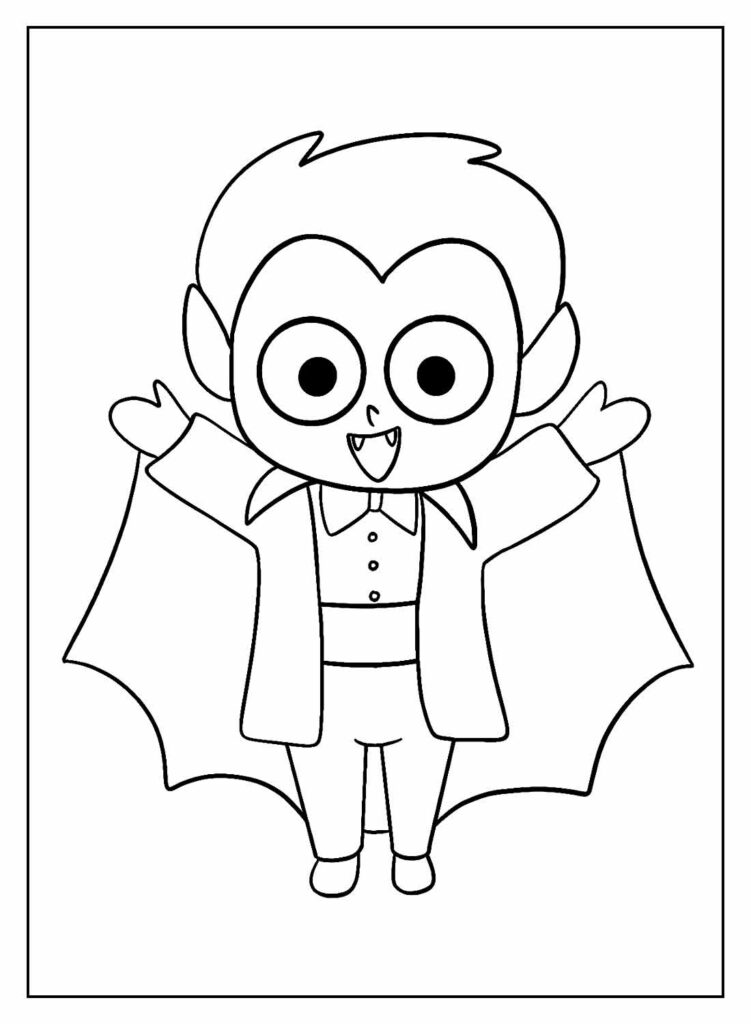 Desenho para colorir de um vampiro fofo · Creative Fabrica