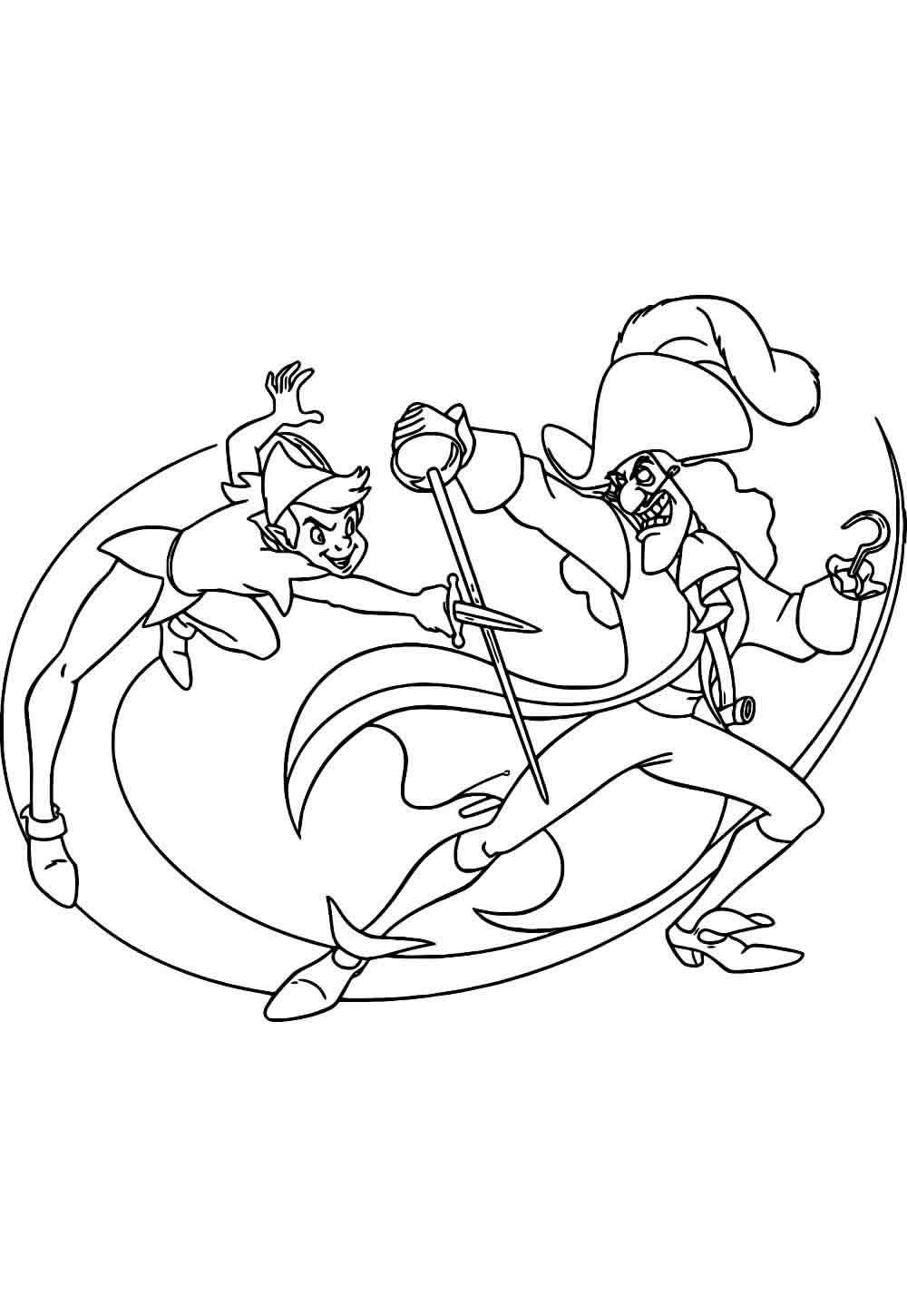 Desenho de Peter Pan e Capitão Gancho