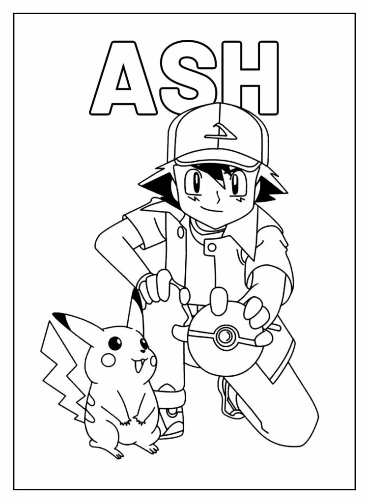 Ash e pikachu para colorir - Desenhos Educativos