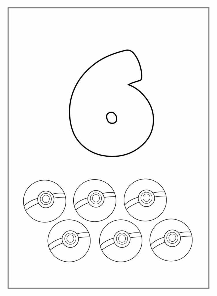 Desenhos de Números para colorir - Tema Pokémon