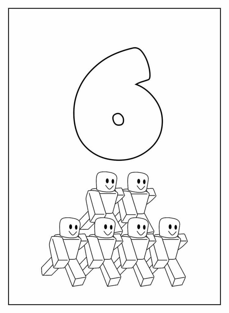 Desenho do Número Seis para colorir - Roblox