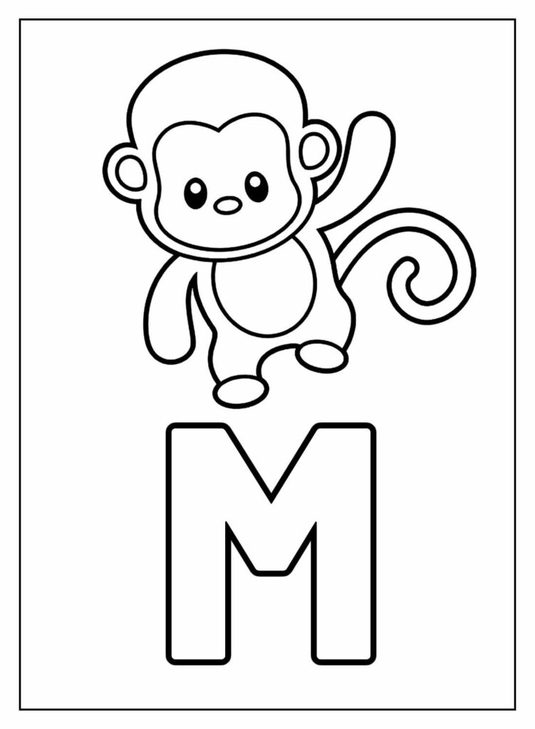 Desenho Educativo para Colorir - Macaco