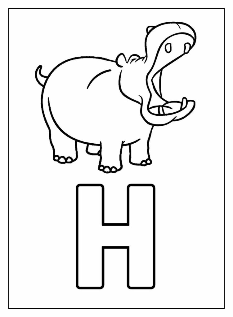 Desenho Educativo para Colorir - Hipopótamo