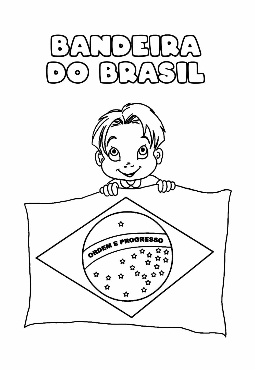 Desenho Educativo da Bandeira do Brasil para pintar