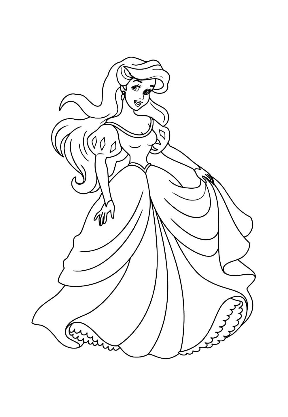 Desenho da Princesa Ariel para colorir e imprimir