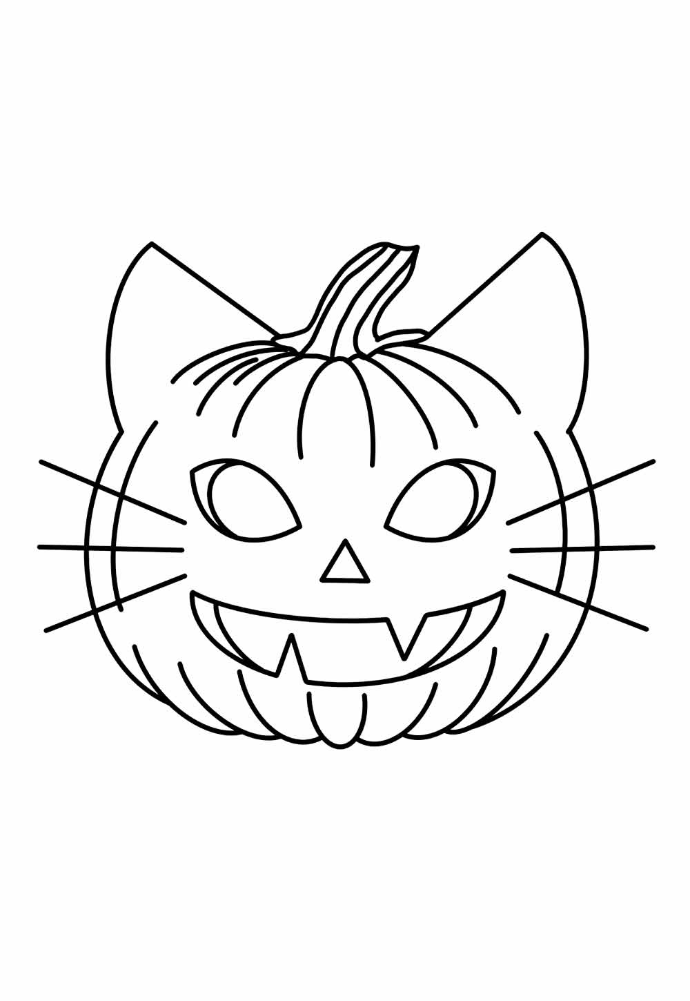 Desenho de Abóbora de Halloween Gatinho Colorir