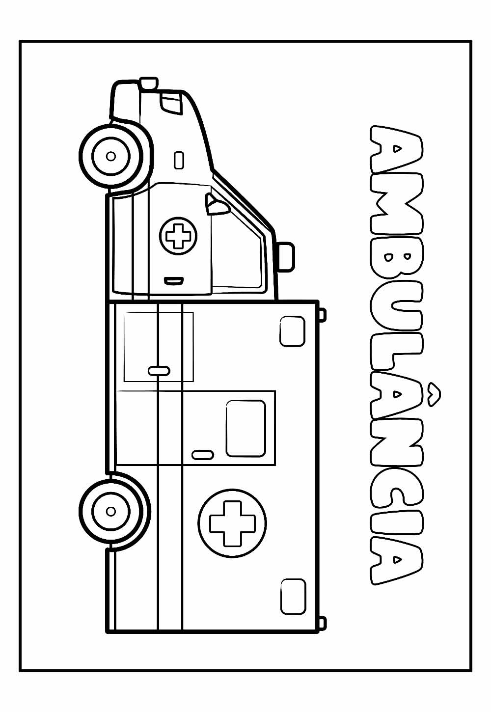 Desenho com nome de Ambulância para colorir