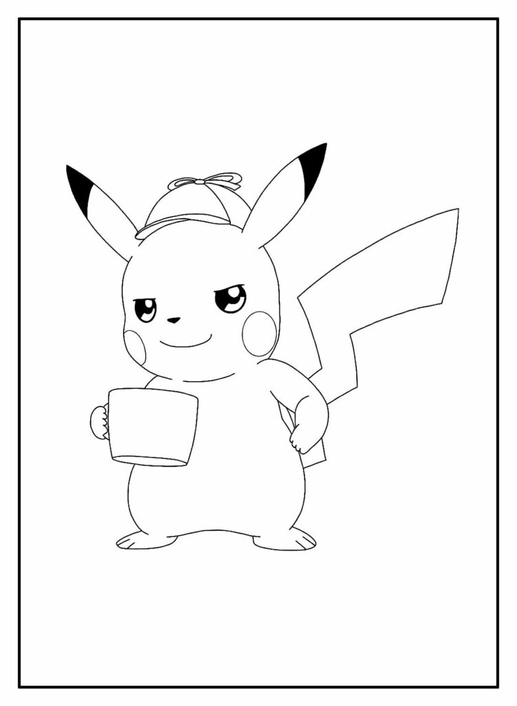 Desenho para pintar do Detetive Pikachu - Pokémon