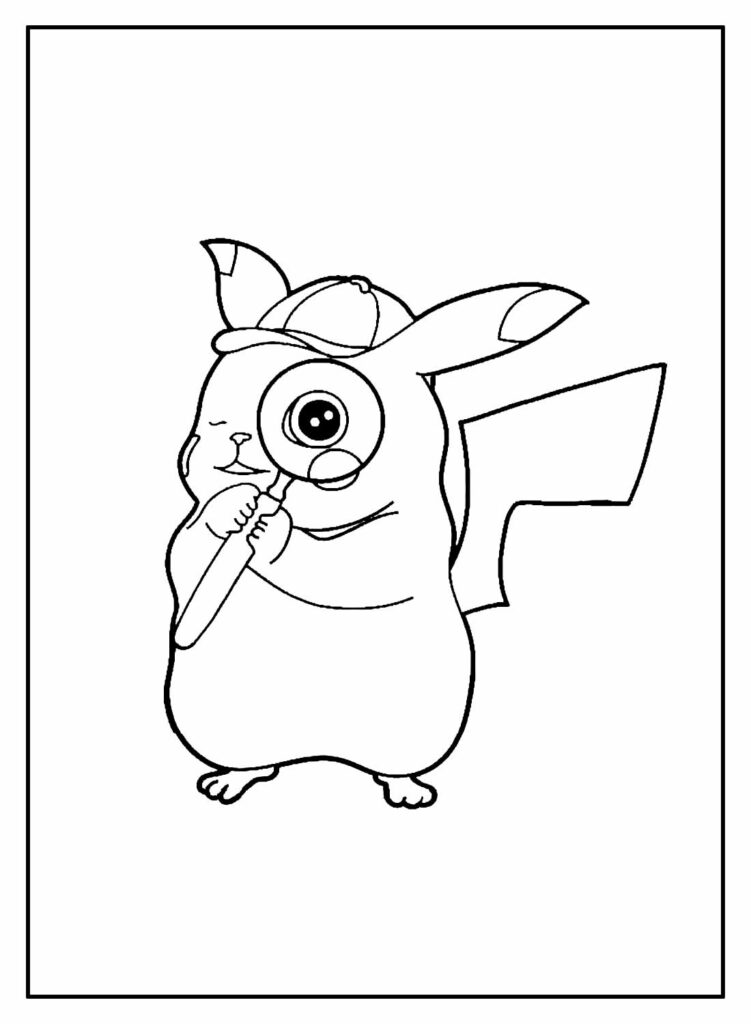 Desenho para pintar do Detetive Pikachu - Pokémon