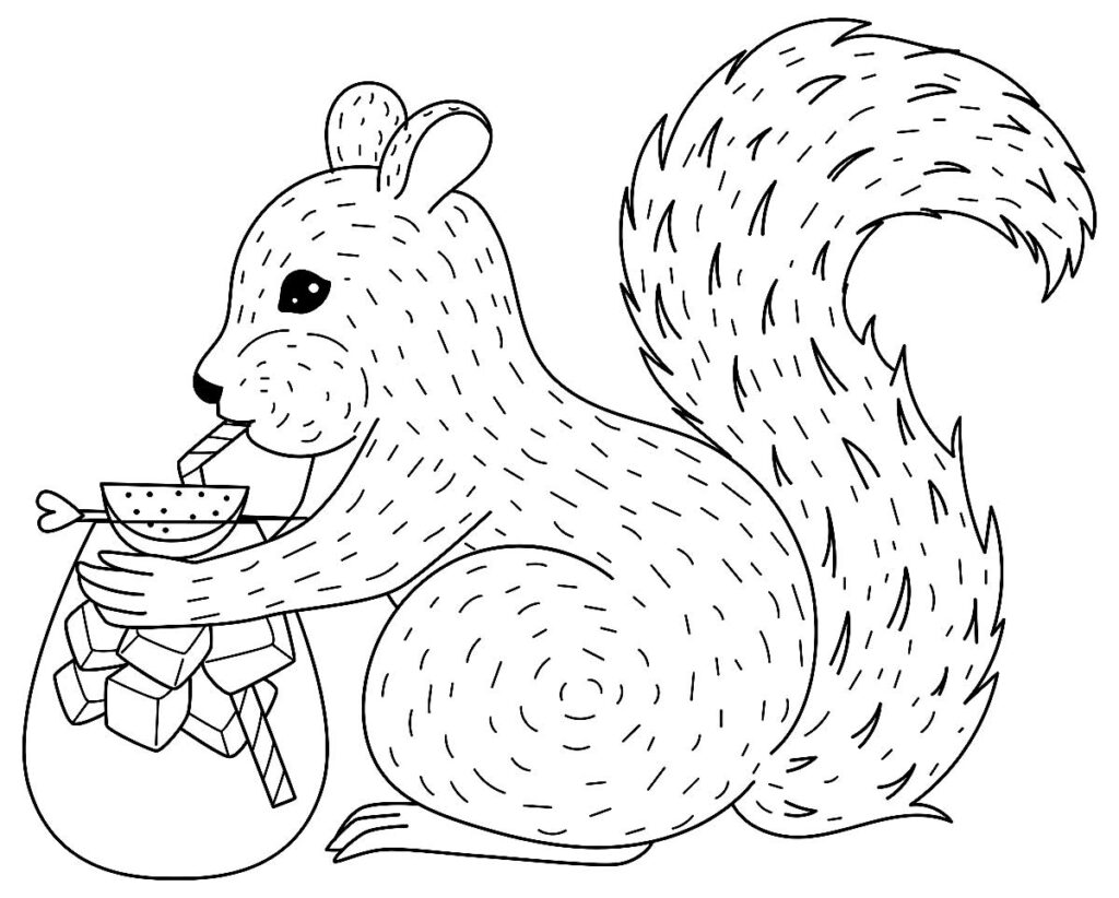 Desenho de Esquilo para pintar