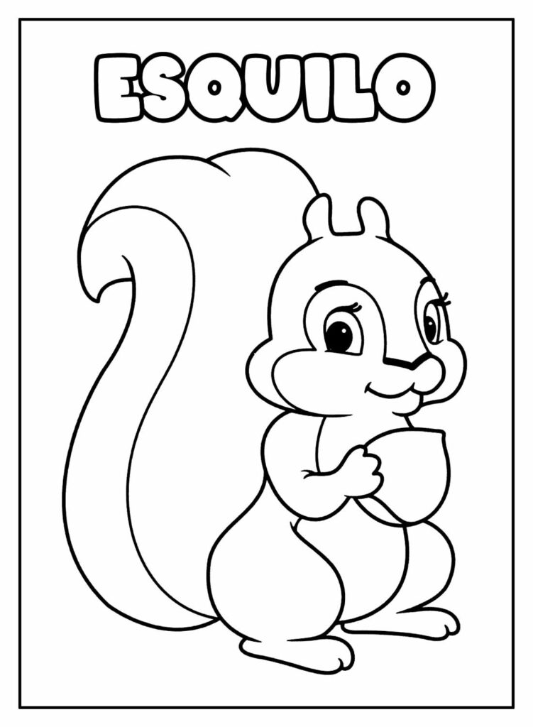 Desenho Educativo de Esquilo para colorir