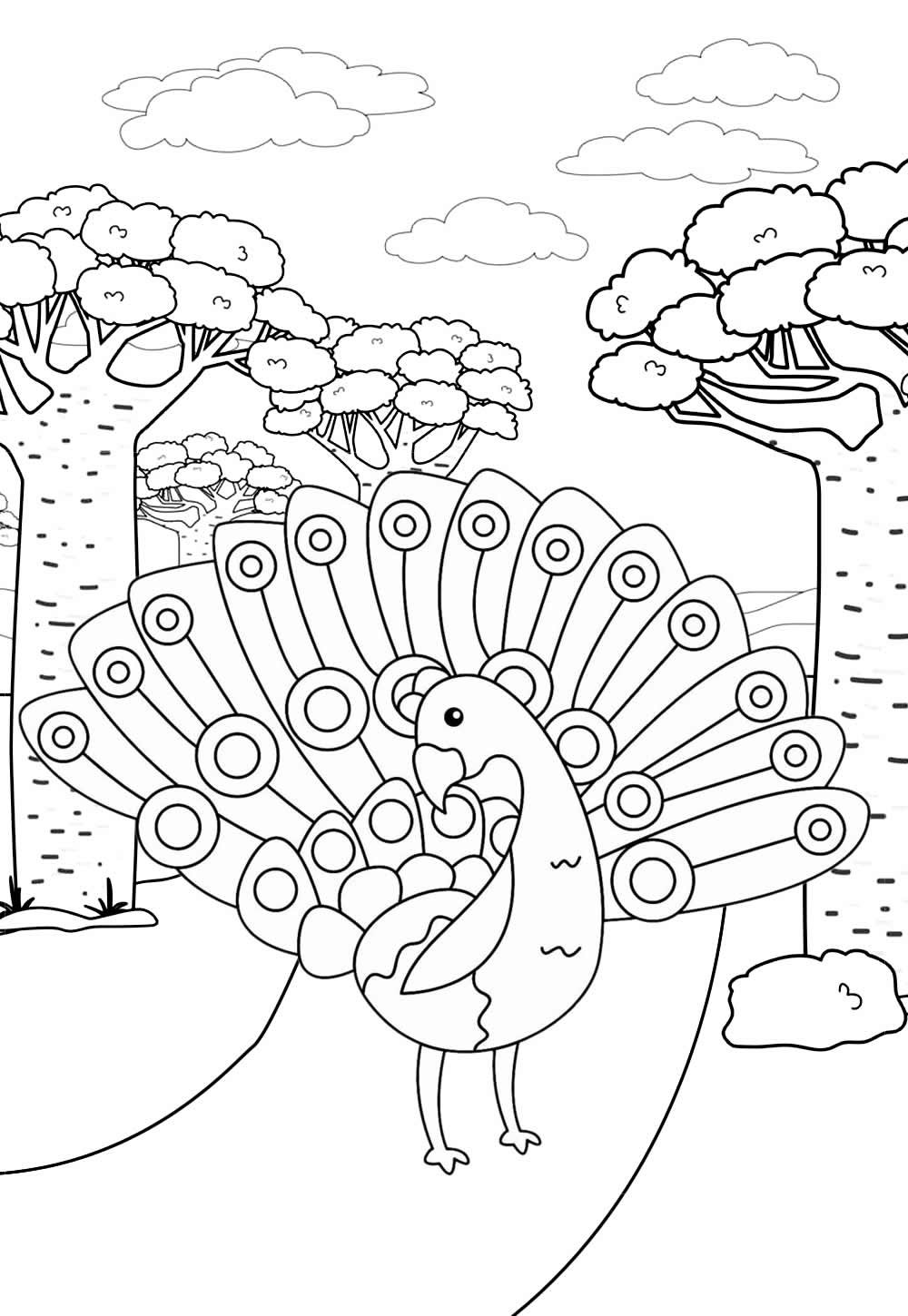 Desenho de Pavão para pintar