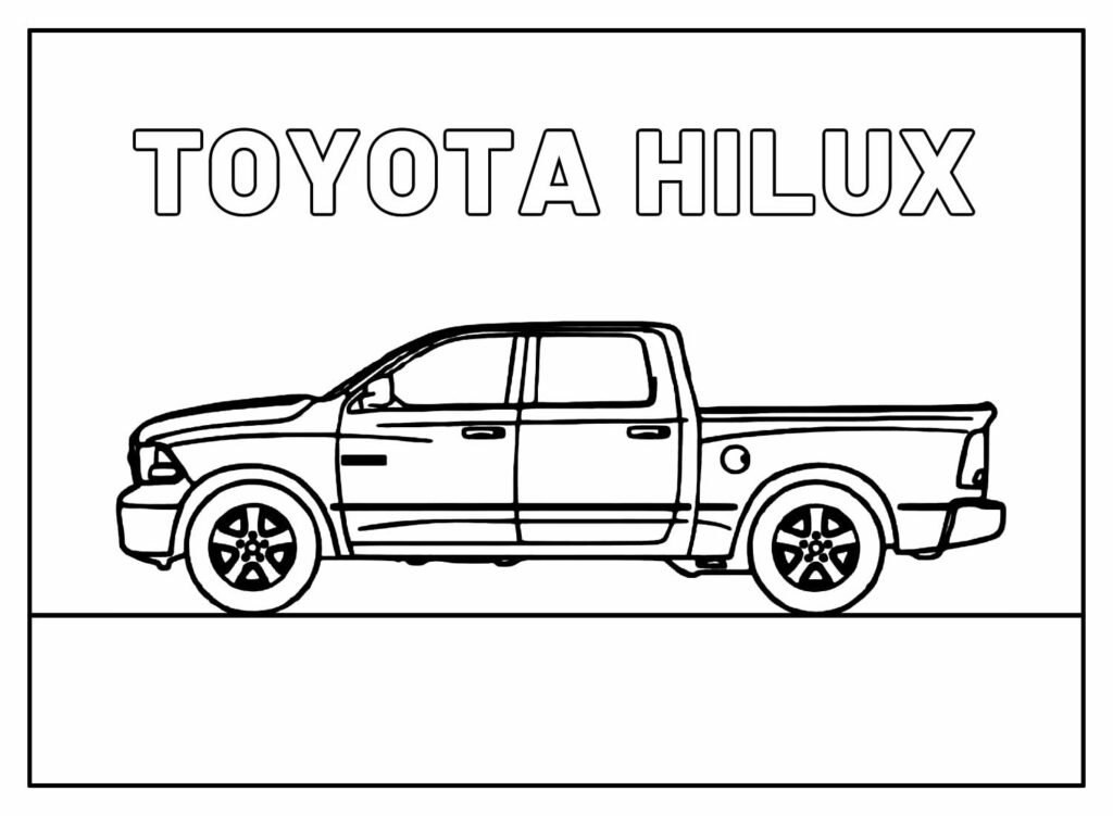 Desenho de Toyota Hilux com nome para colorir
