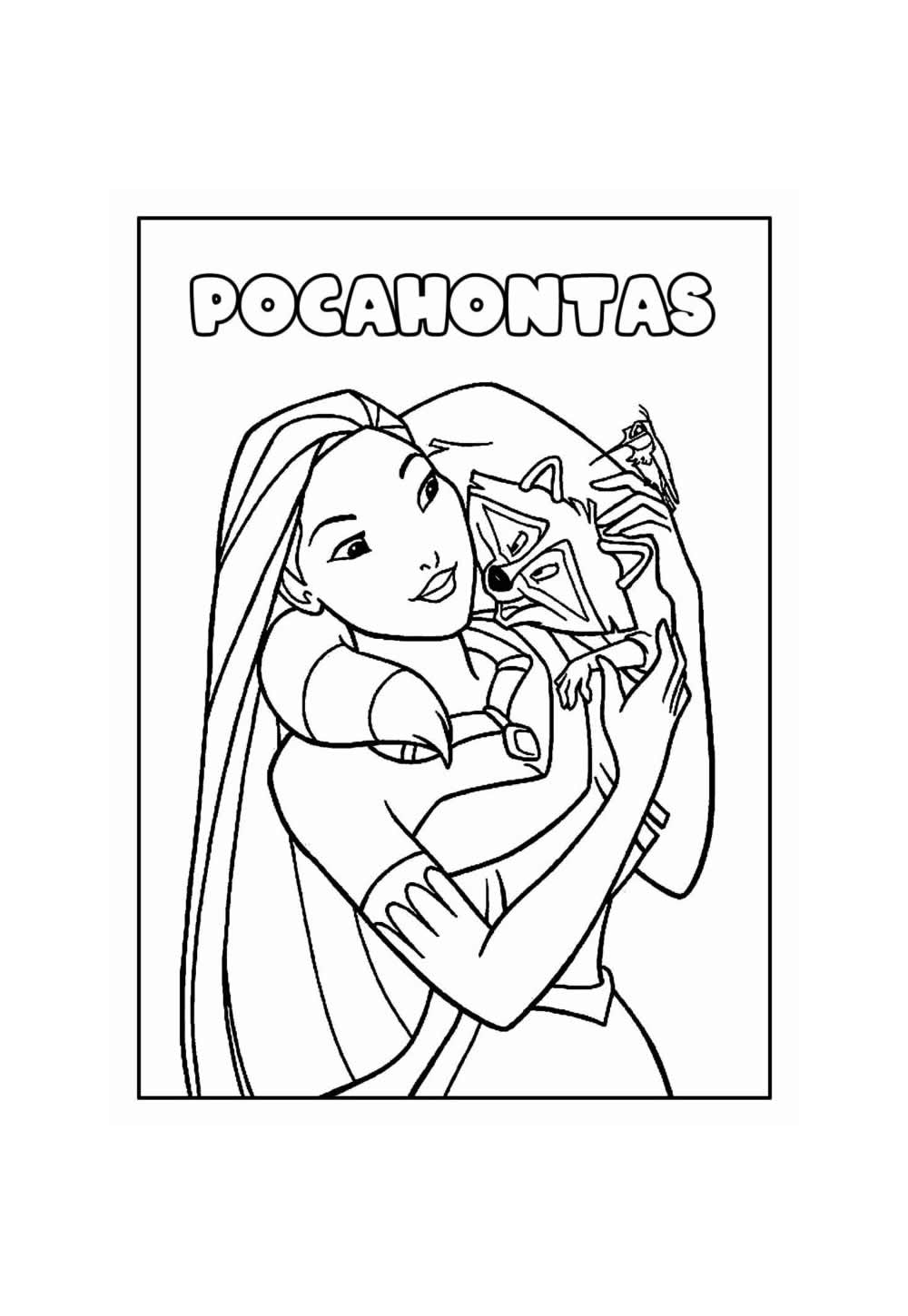 Desenho Educativo de Pocahontas para colorir