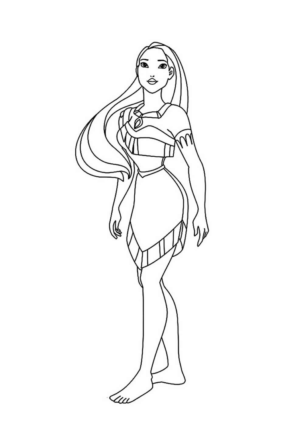 Desenho Educativo de Pocahontas para colorir