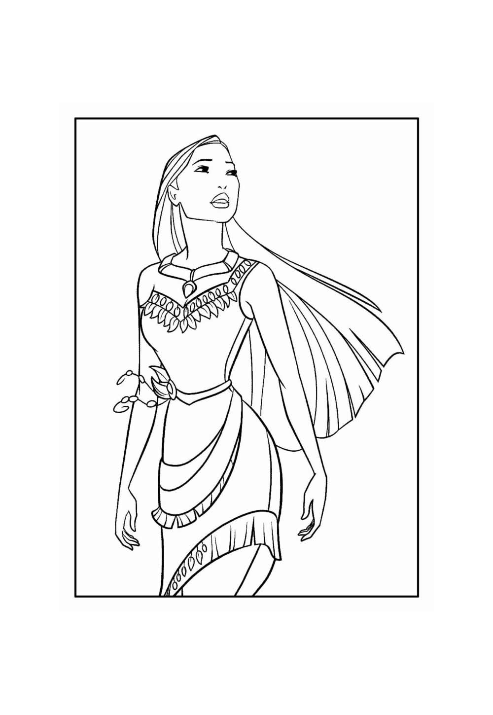 Desenho de Pocahontas para colorir