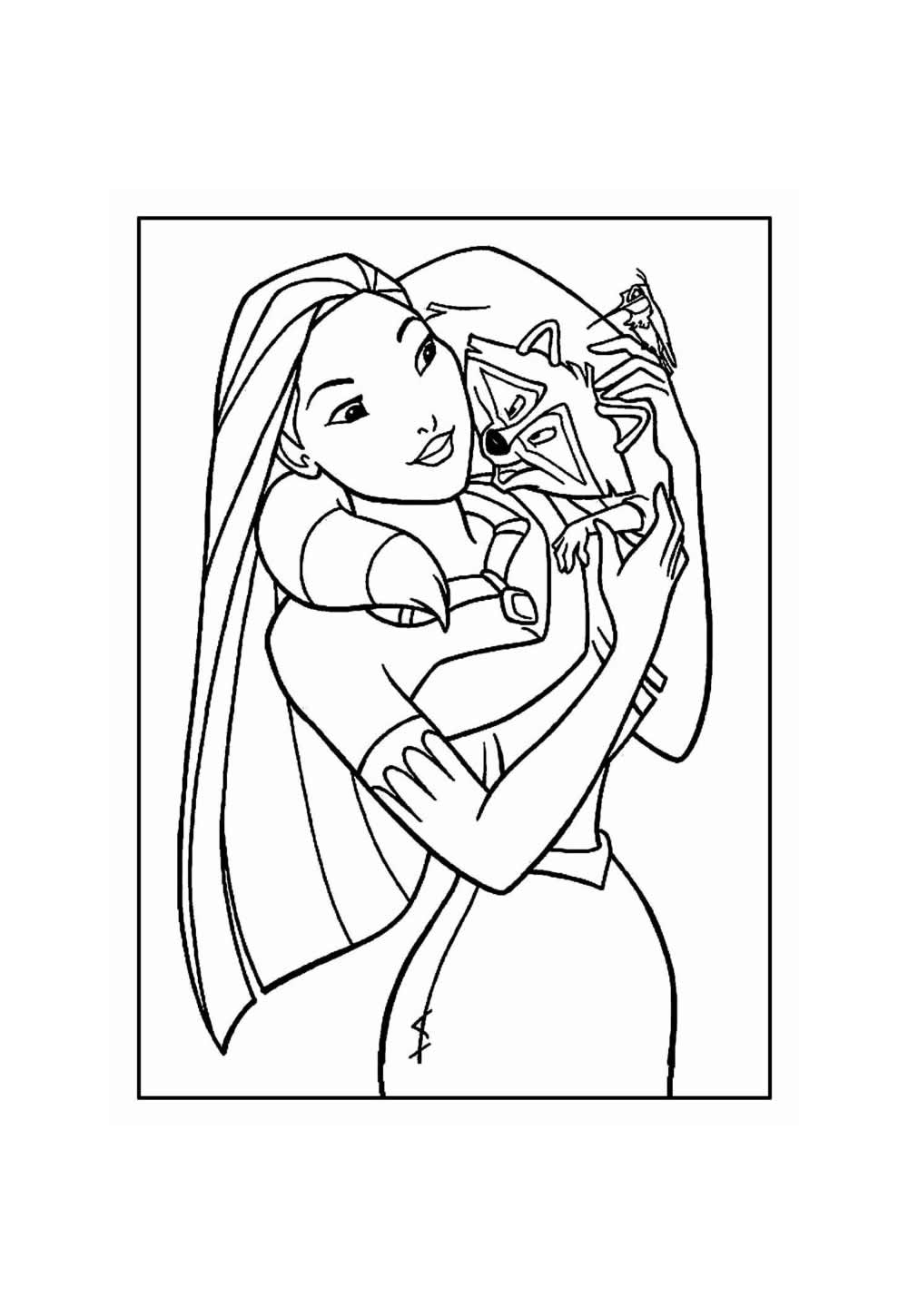 Desenho de Pocahontas para colorir