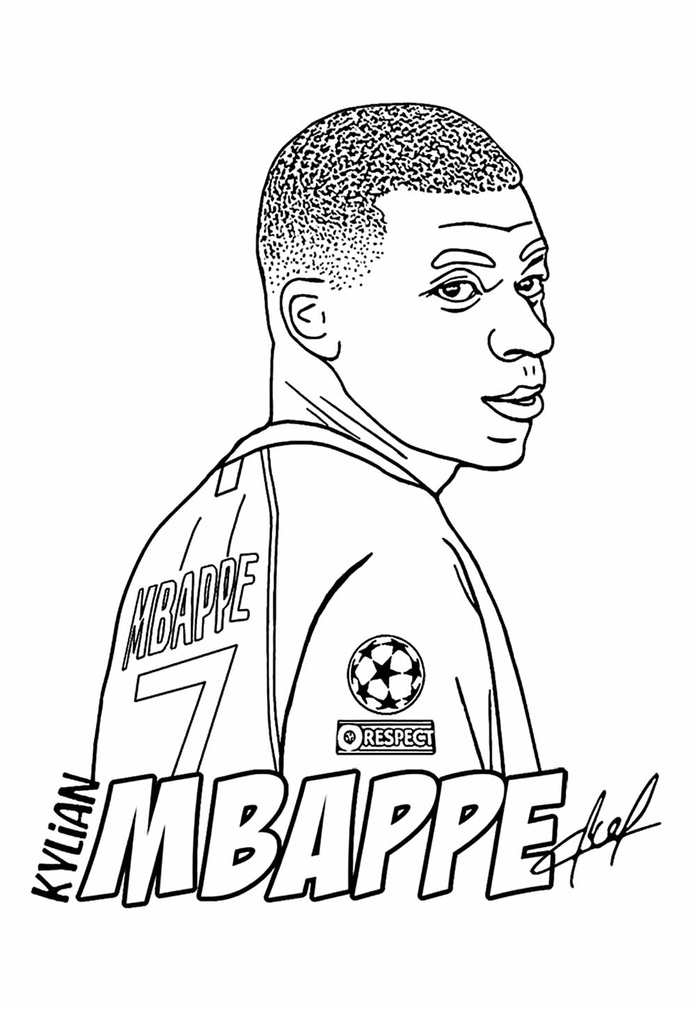 Desenho de Mbappe para colorir